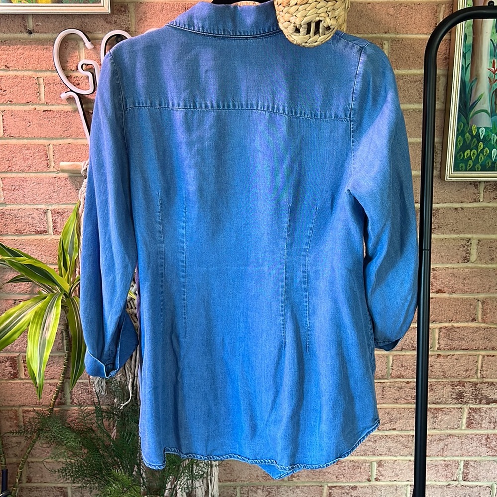 Soft Surroundings Wrap Button Chambray Top Tunic - image 6